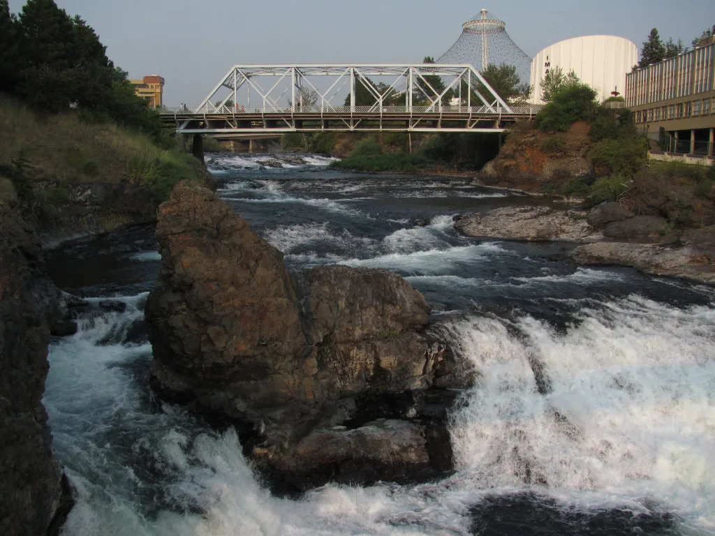 Water moving through Spokane Riverfront Park